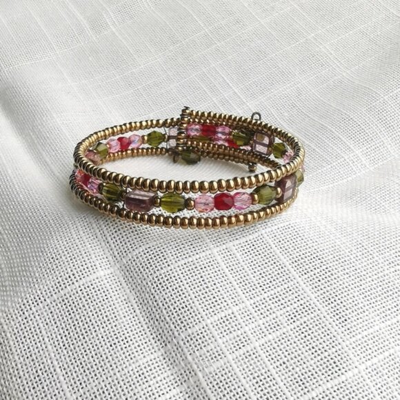 Beaded bracelet hand made red bronze multi - Picture 7 of 9